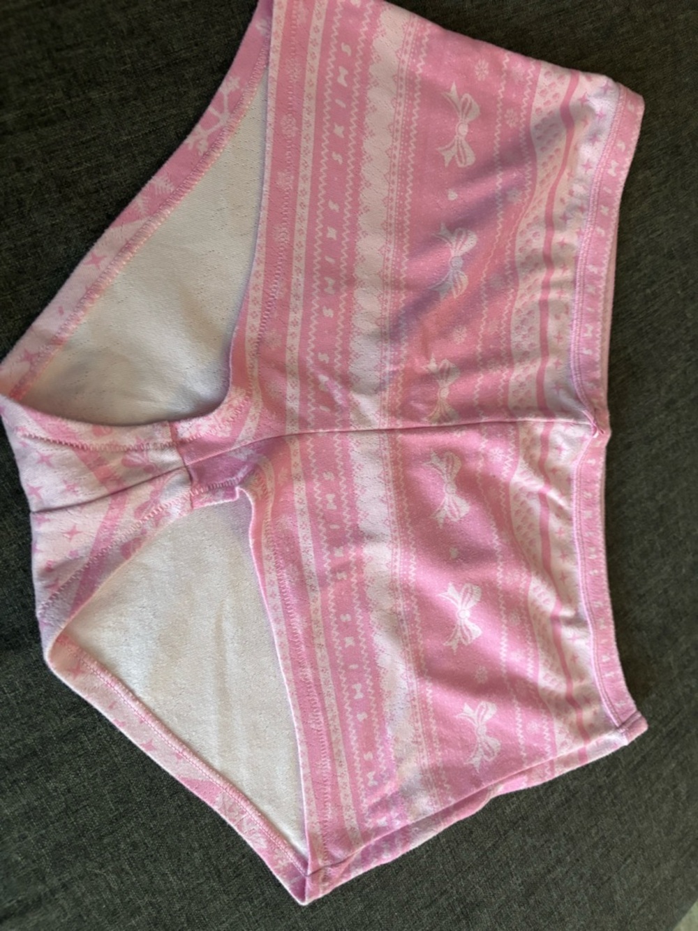 Skims  Plush Pointelle Pink Bow Pattern Sleep Shorts - 2XL